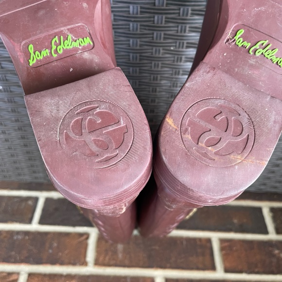 Sam Edelman 'Ximon' Knee‎ High Rubber Boots, Reddish Brown Size 8 - Picture 10 of 13